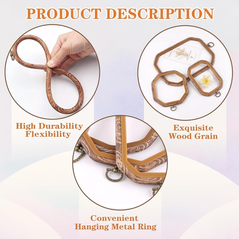 Cheloment Embroidery⨯ Stitch Frames for Display,9Pcs Circle/Oval/Rectangle/Octagonal Embroidery Hoops,Circular&Oval Frames for Embroidery Perfect for Sewing, Home Decor and Embroidery - Image 5